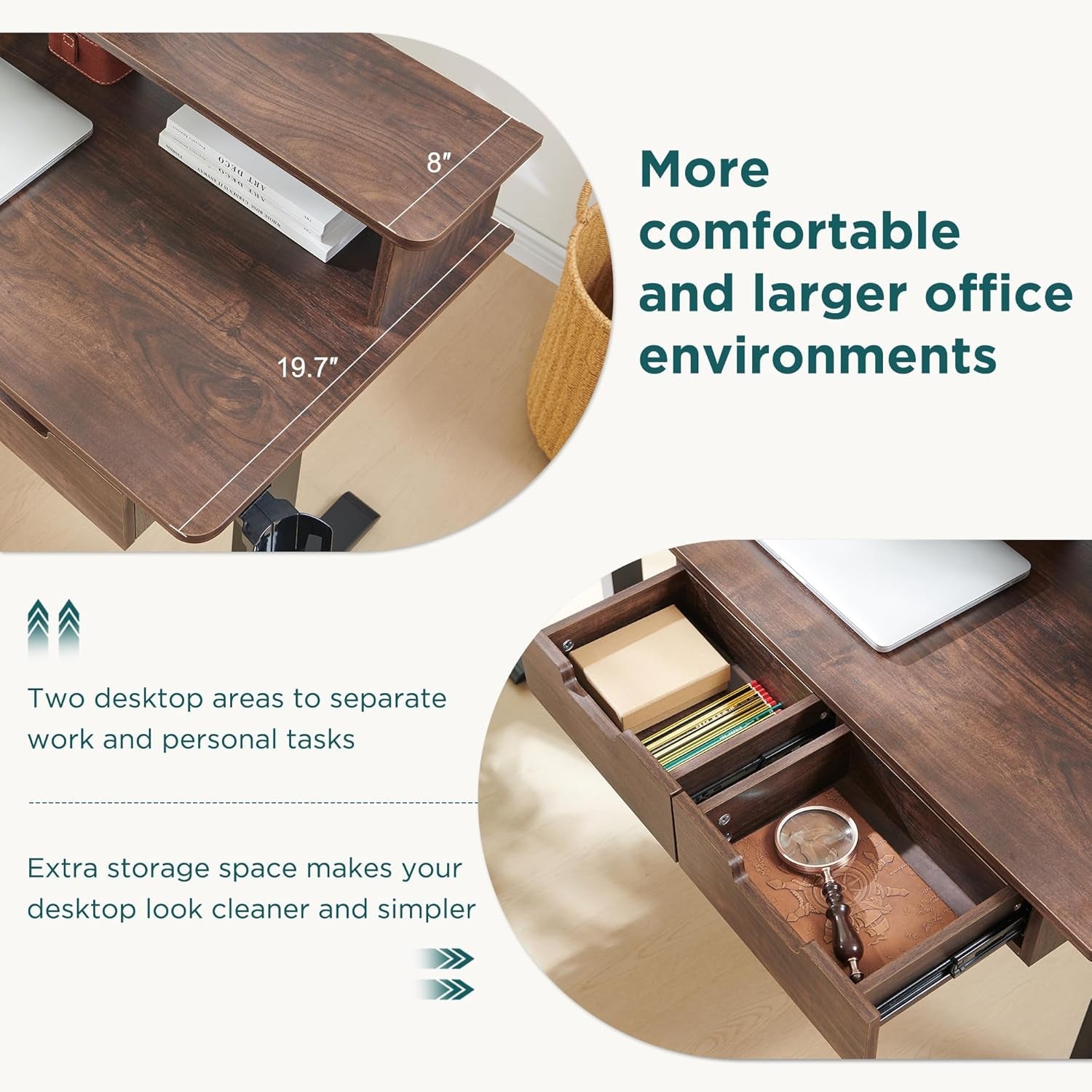 60 Inch Elevated Electric Standing Desk Dark Walnut